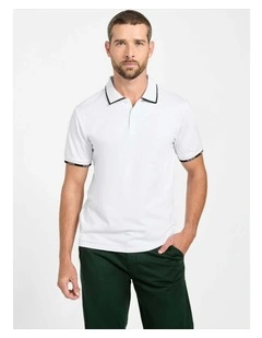 Eco Paul Pique Tipping Polo Shirt in White