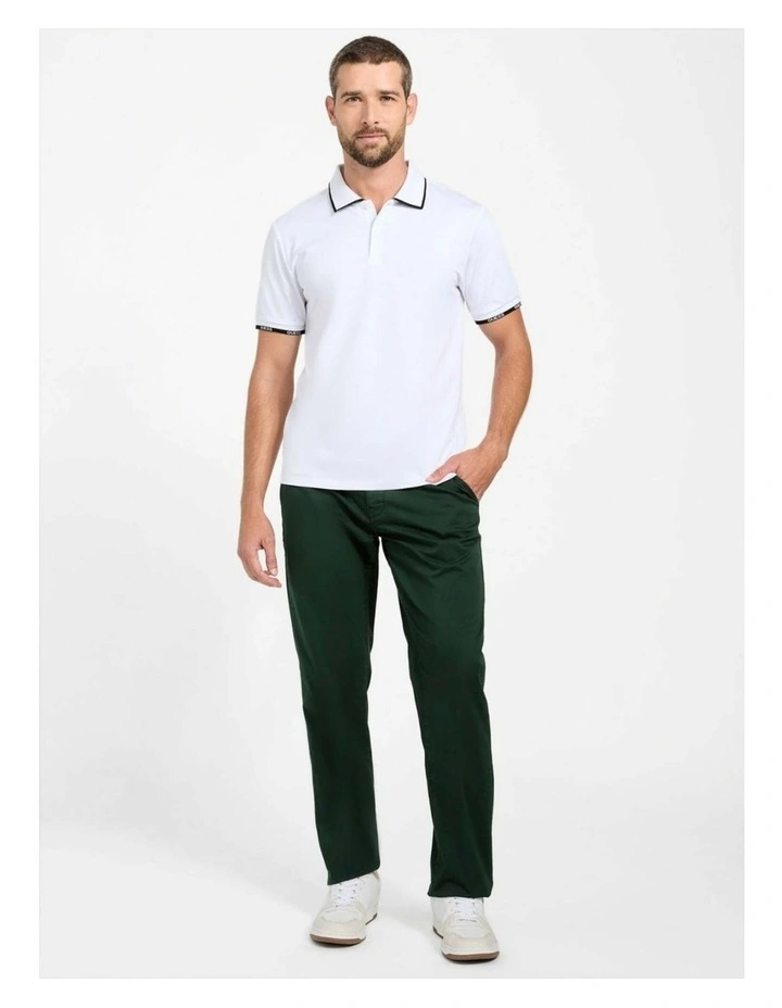 Eco Paul Pique Tipping Polo Shirt in White image 2