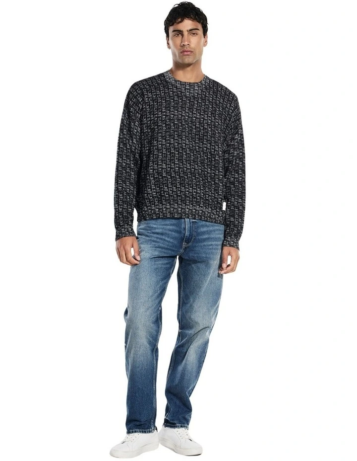 Printed Sweater in Black image 4