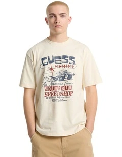 Eco Printed Muscle T-shirt in Beige