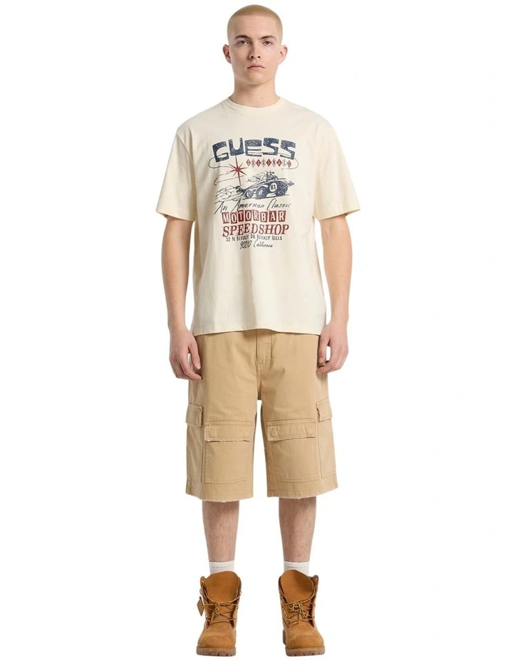 Eco Printed Muscle T-shirt in Beige image 4