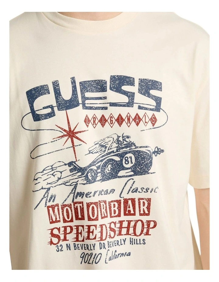 Eco Printed Muscle T-shirt in Beige image 5