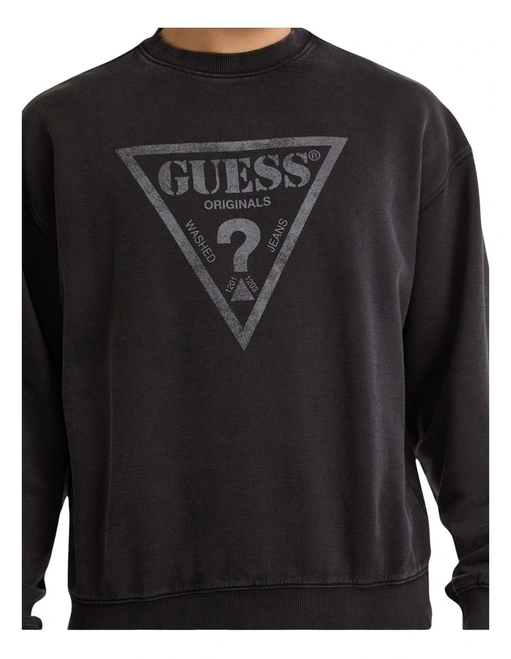 Vintage Triangle Crewneck Sweatshirt in Black image 3