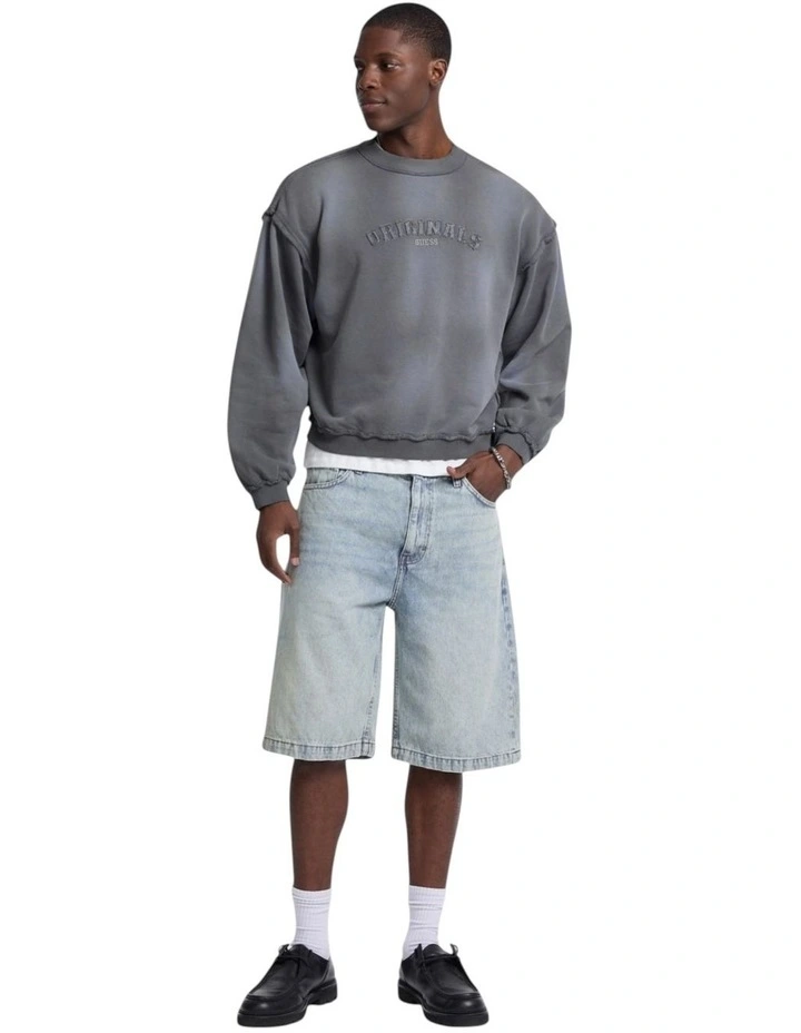 Originals Boxy Applique Crewneck Sweatshirt in Dark Grey Multi image 2