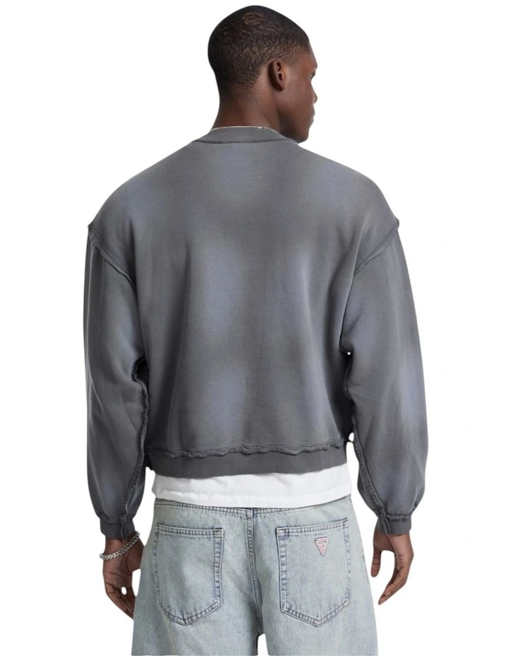 Originals Boxy Applique Crewneck Sweatshirt in Dark Grey Multi image 3