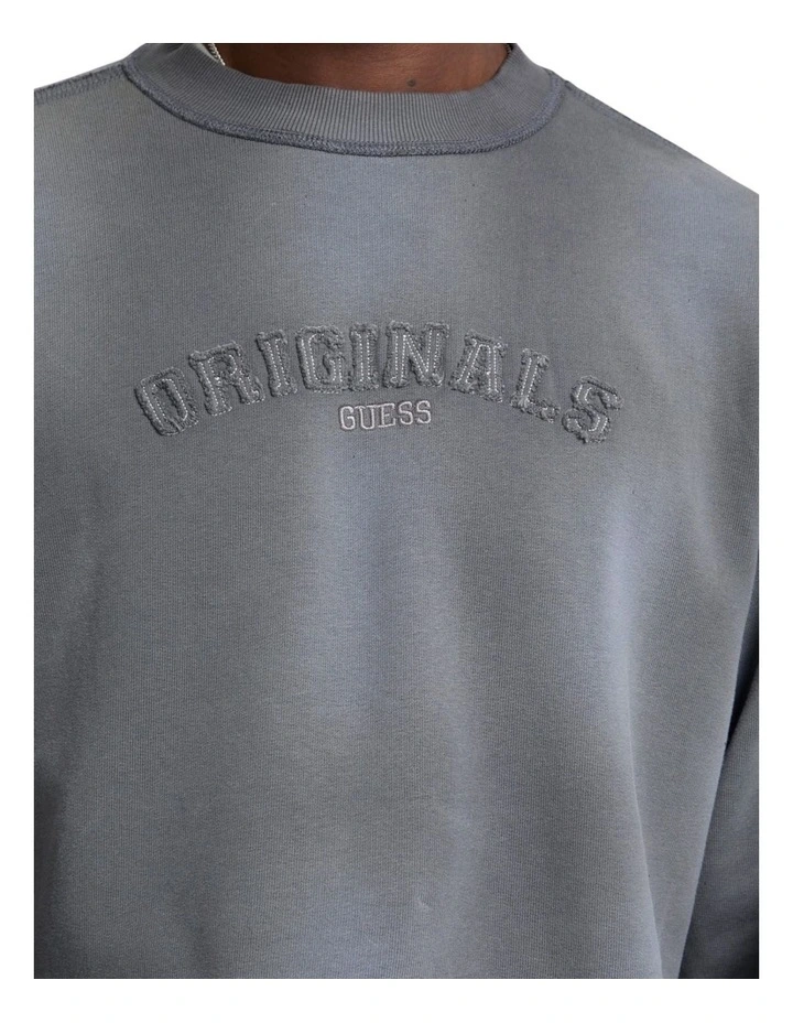 Originals Boxy Applique Crewneck Sweatshirt in Dark Grey Multi image 4