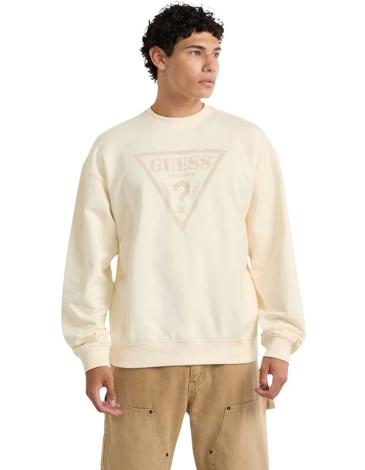 Vintage Triangle Crewneck Sweatshirt in Beige image 1