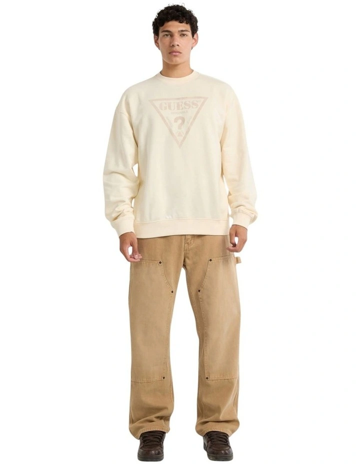 Vintage Triangle Crewneck Sweatshirt in Beige image 2