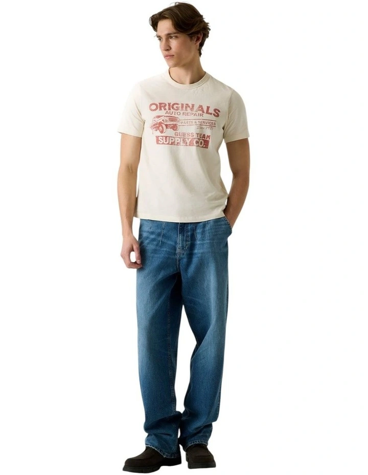 Auto Repair Muscle T-Shirt in Beige image 2