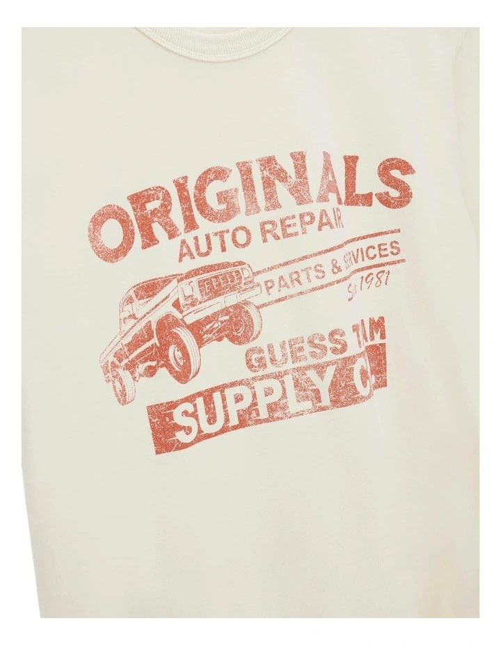 Auto Repair Muscle T-Shirt in Beige image 5