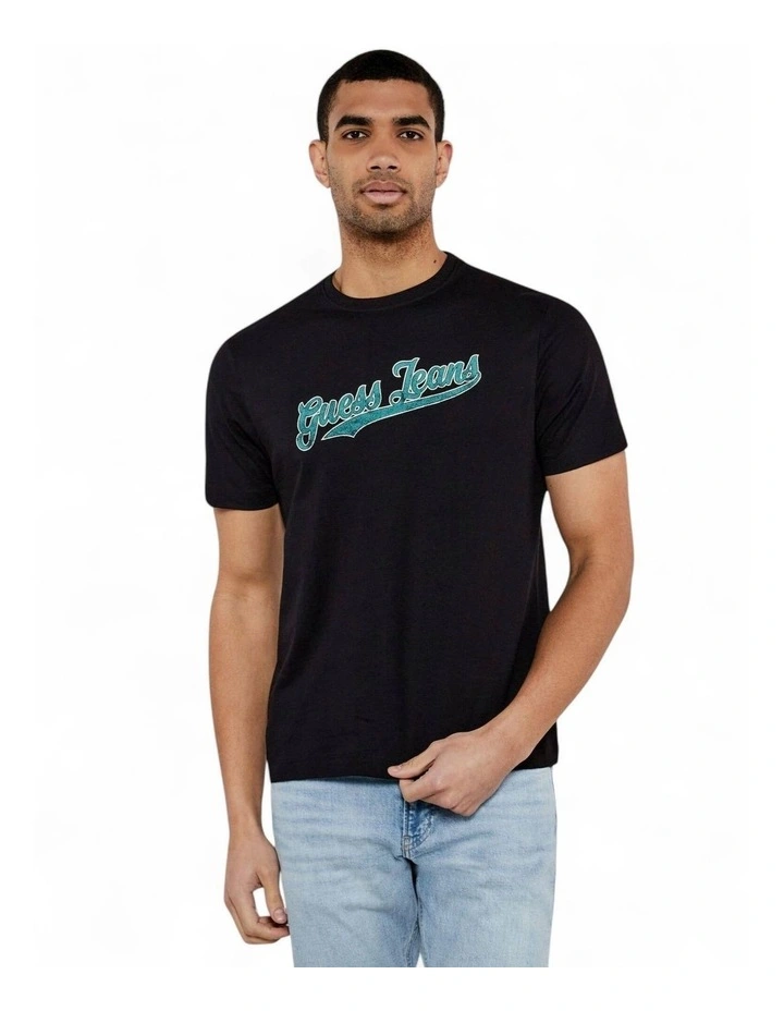Guess Jeans Short Sleeve Crew Neck 1981 T-Shirt in Black image 1
