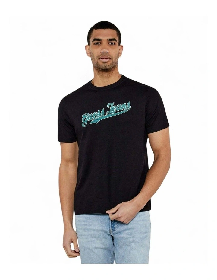 Guess Jeans Short Sleeve Crew Neck 1981 T-Shirt in Black image 1