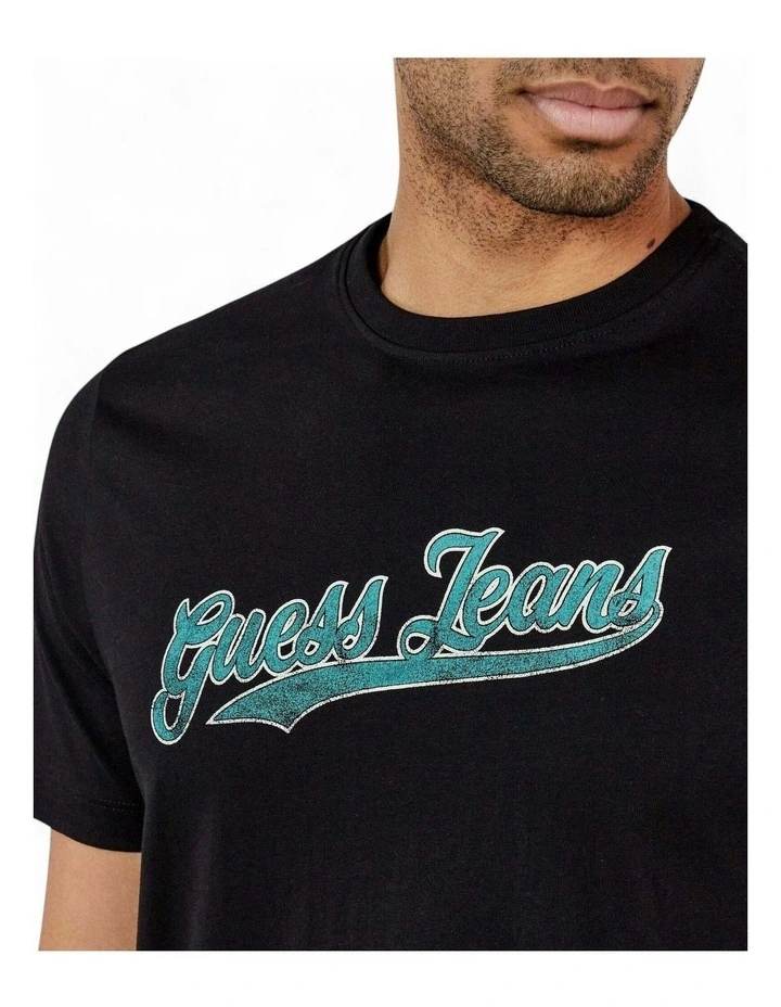 Guess Jeans Short Sleeve Crew Neck 1981 T-Shirt in Black image 3
