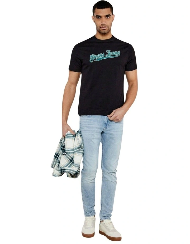 Guess Jeans Short Sleeve Crew Neck 1981 T-Shirt in Black image 4