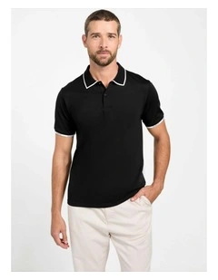 Eco Paul Pique Tipping Polo Shirt in Black