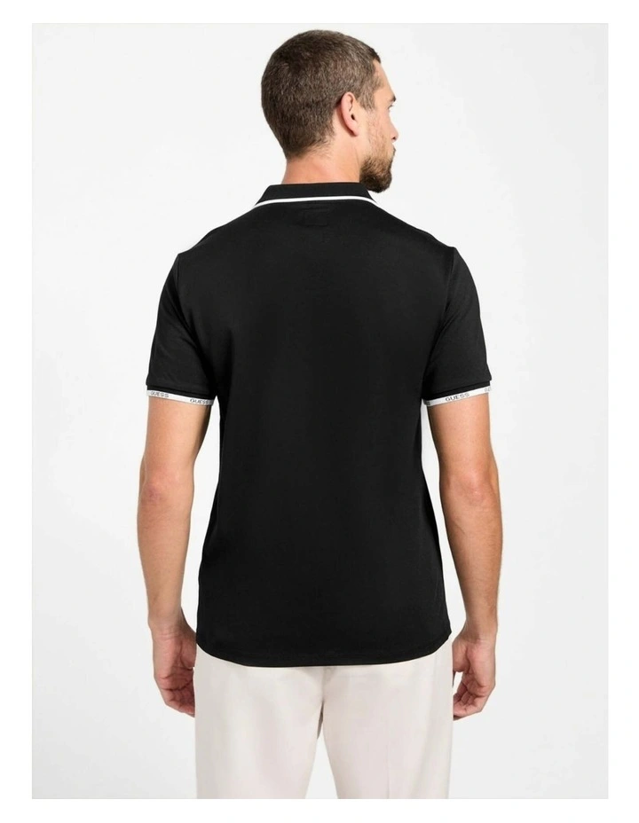 Eco Paul Pique Tipping Polo Shirt in Black image 4