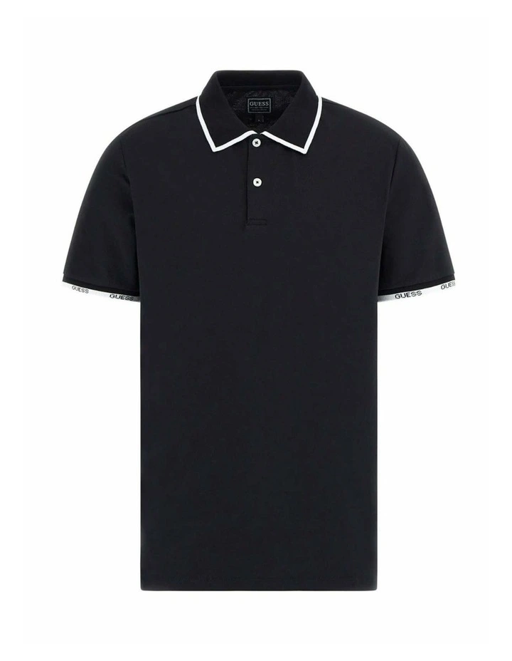 Eco Paul Pique Tipping Polo Shirt in Black image 5