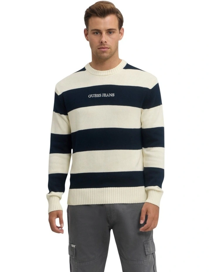 Striped Knit Jumper in Navy image 1