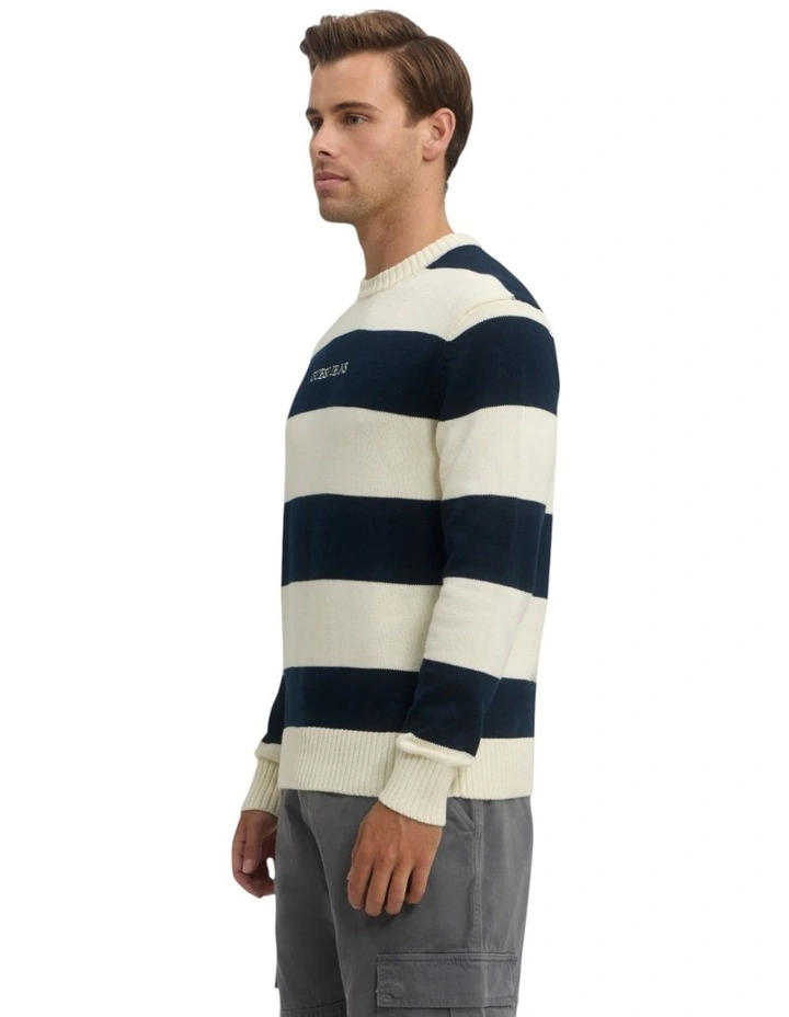 Striped Knit Jumper in Navy image 3