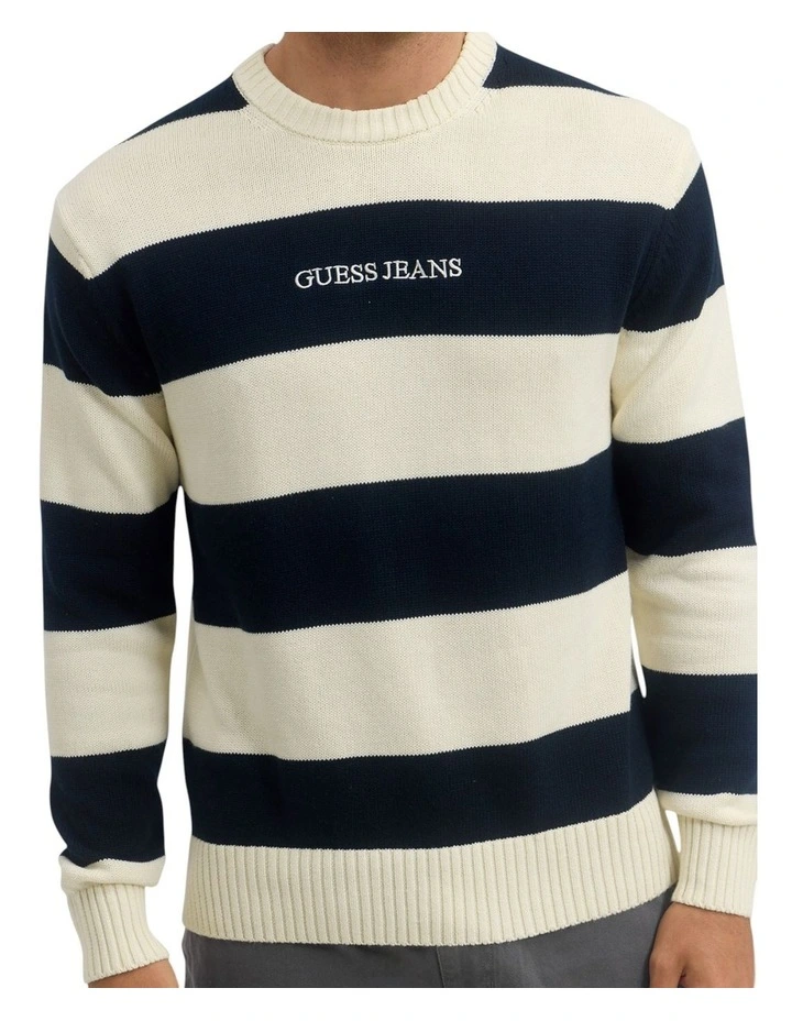 Striped Knit Jumper in Navy image 5
