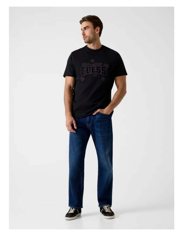 Basic Peony Stitch T-shirt in Black image 2