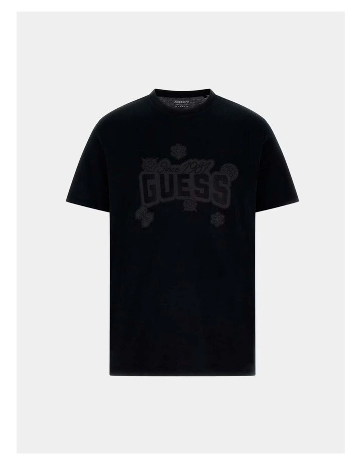 Basic Peony Stitch T-shirt in Black image 5