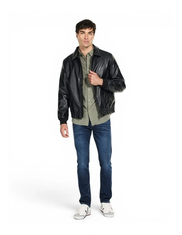 Aviator Faux-Leather Jacket in Black image 2