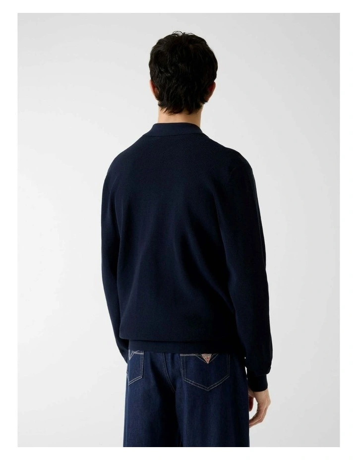 Polo Buttoned Tech Cardigan Sweater in Blue image 4