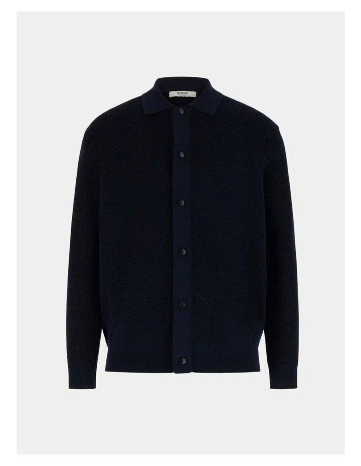 Polo Buttoned Tech Cardigan Sweater in Blue image 5