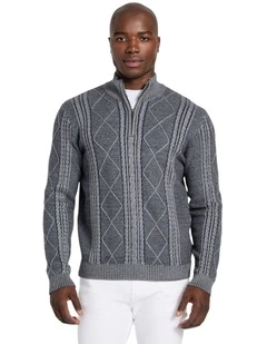 Eco Noel Cable Sweater in Marine Heather