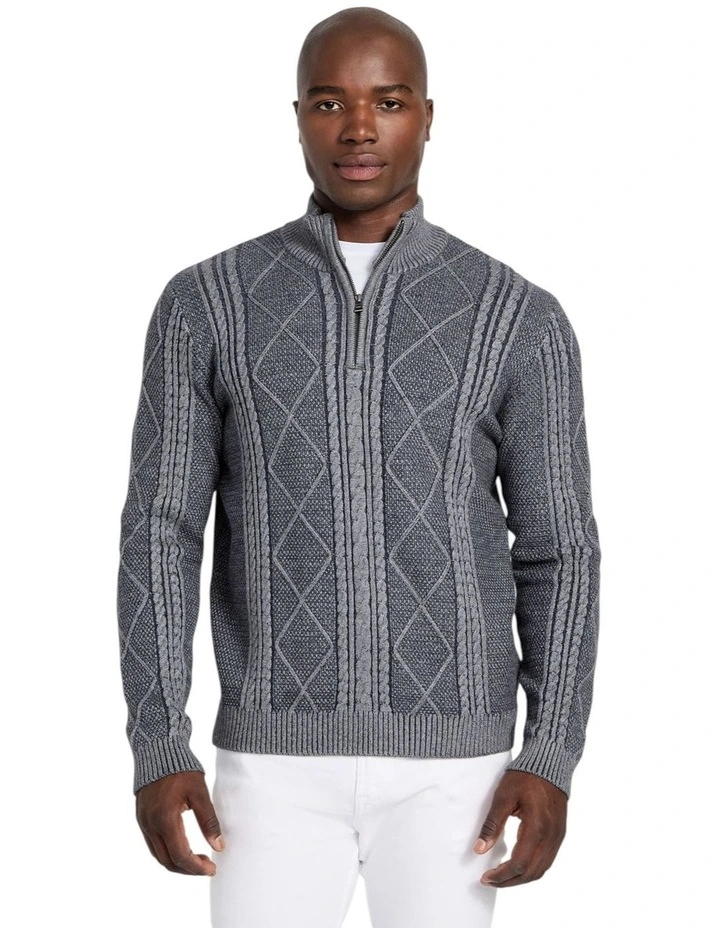 Eco Noel Cable Sweater in Marine Heather image 1