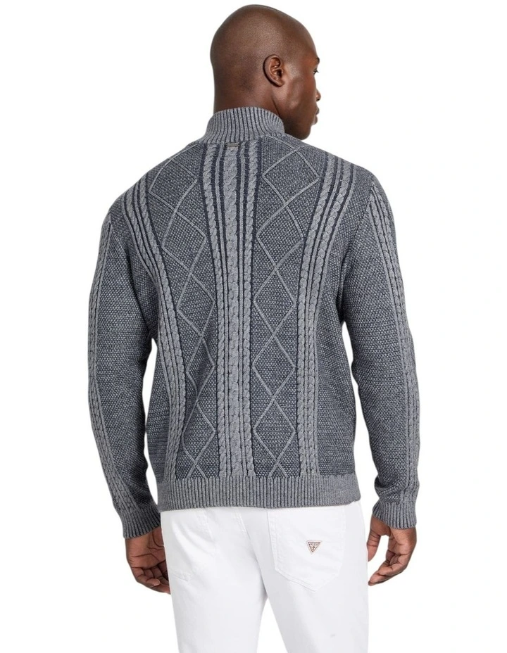 Eco Noel Cable Sweater in Marine Heather image 3
