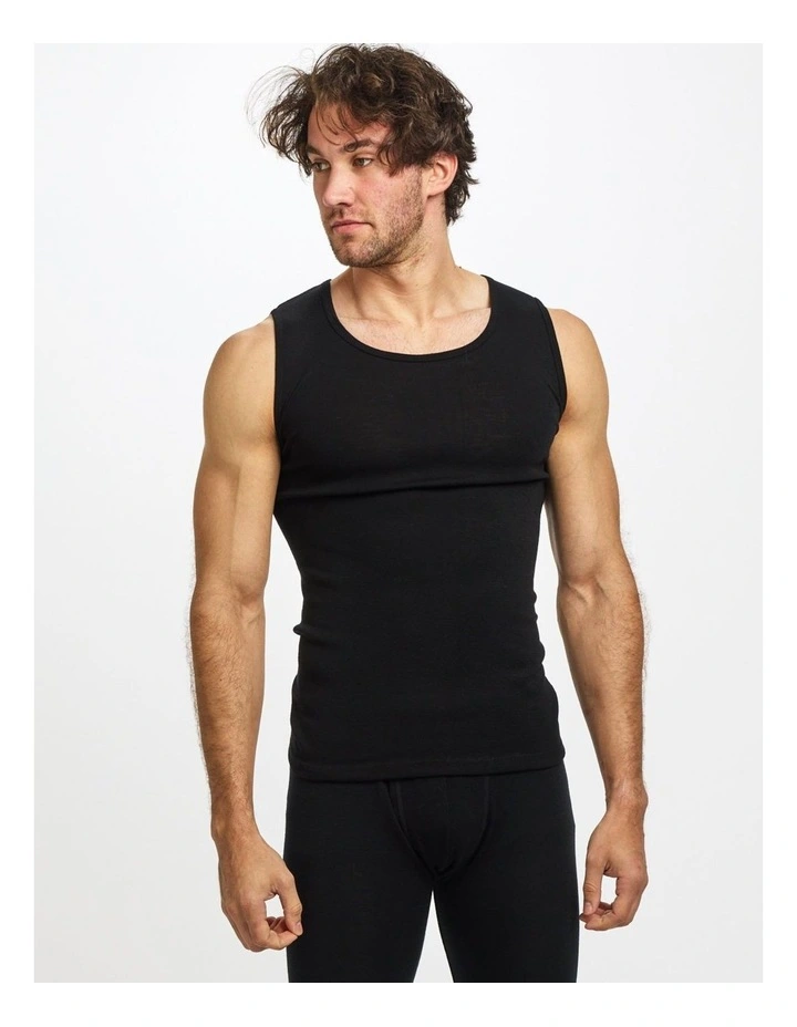 Pure Merino Wool Tank in Black image 1