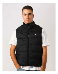 R Logo Lightweight Packable Puffer Vest - Black