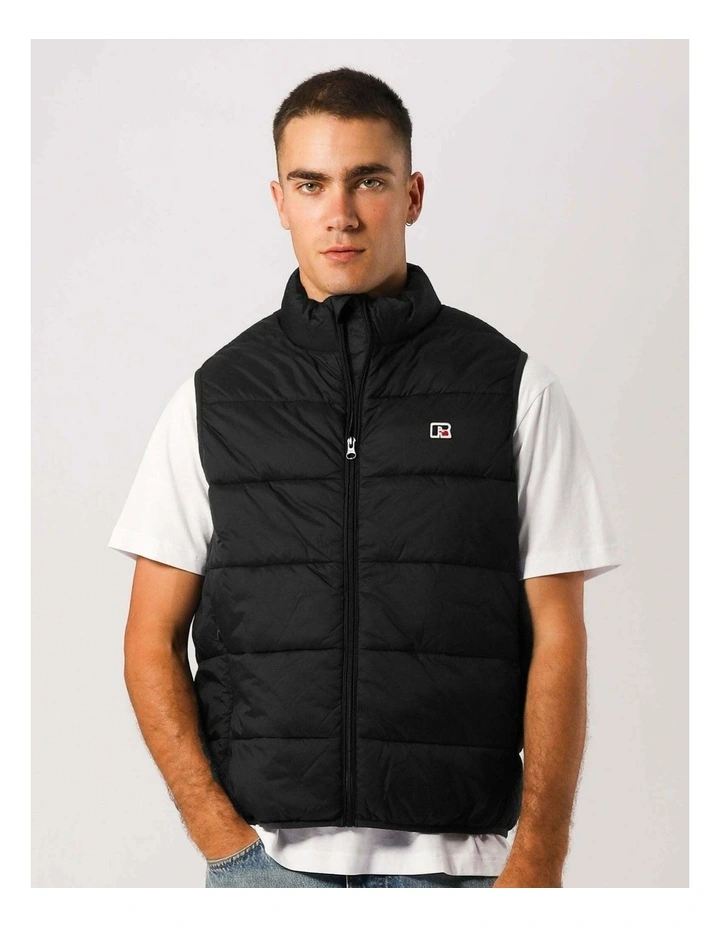 R Logo Lightweight Packable Puffer Vest - Black image 1