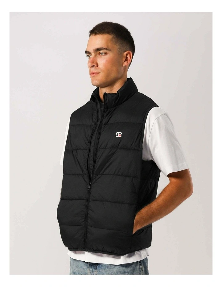 R Logo Lightweight Packable Puffer Vest - Black image 3