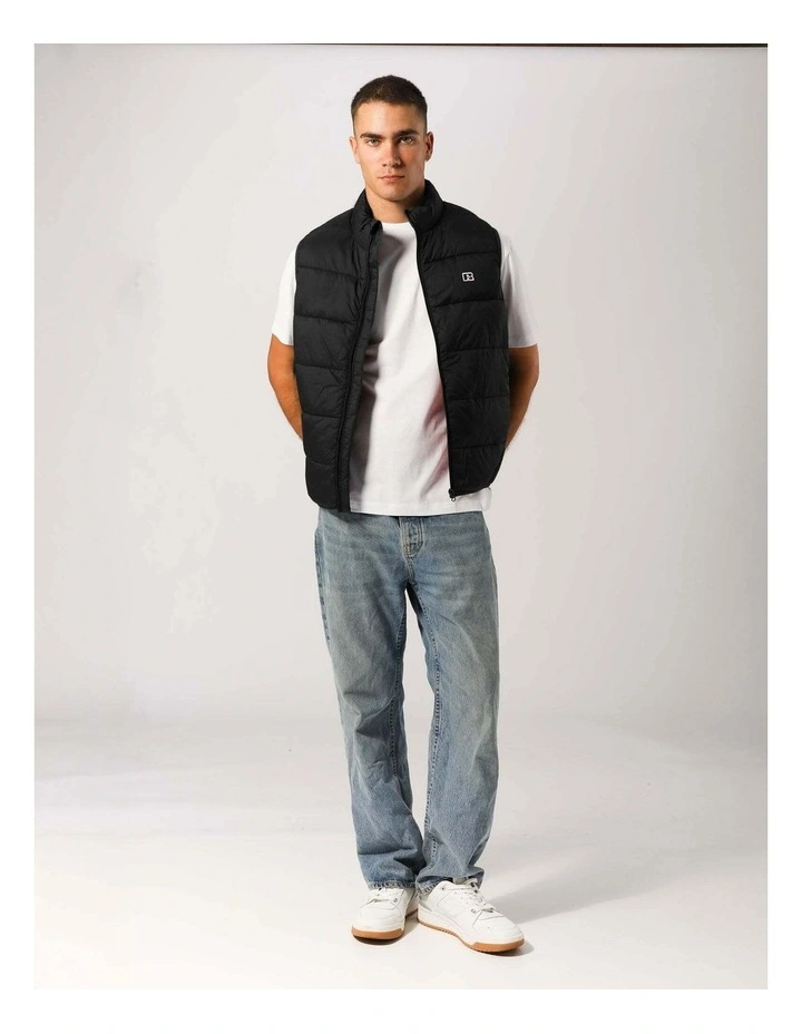 R Logo Lightweight Packable Puffer Vest - Black image 5