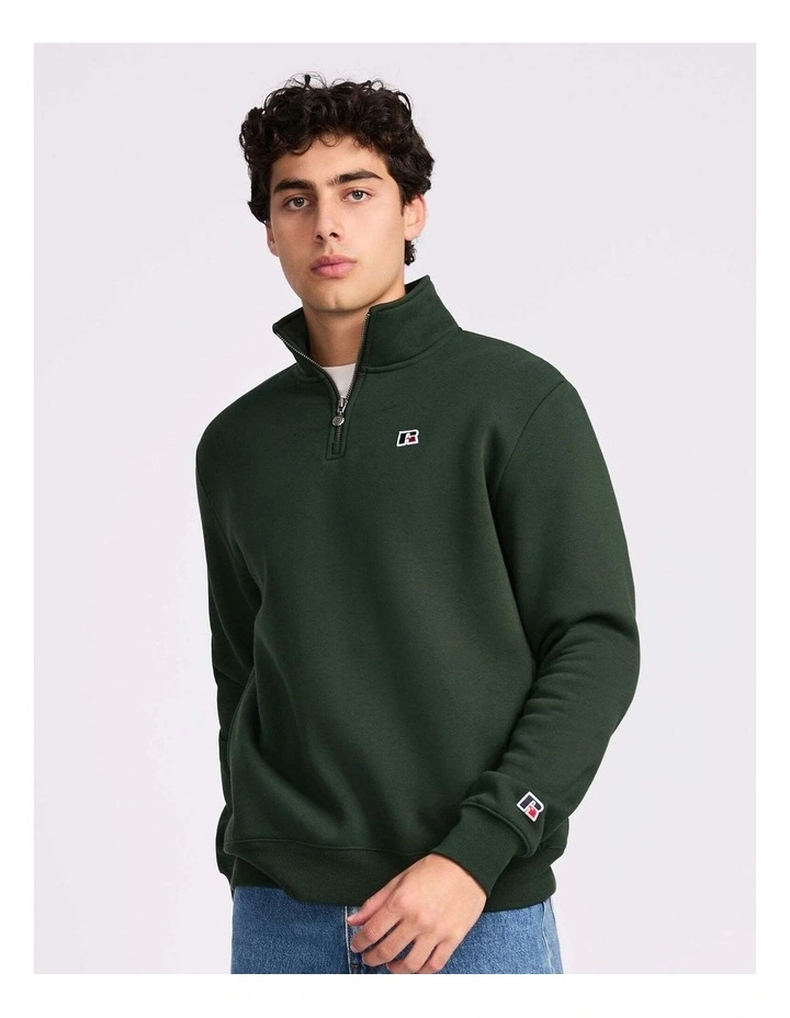 R Logo Men's Quarter Zip - Dark Forest image 2