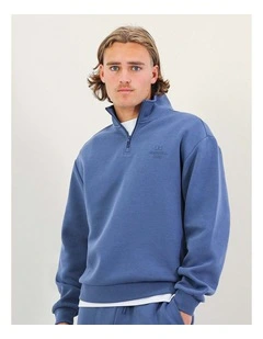 R Tech Leisure Men's Quarter Zip - Denim Blue