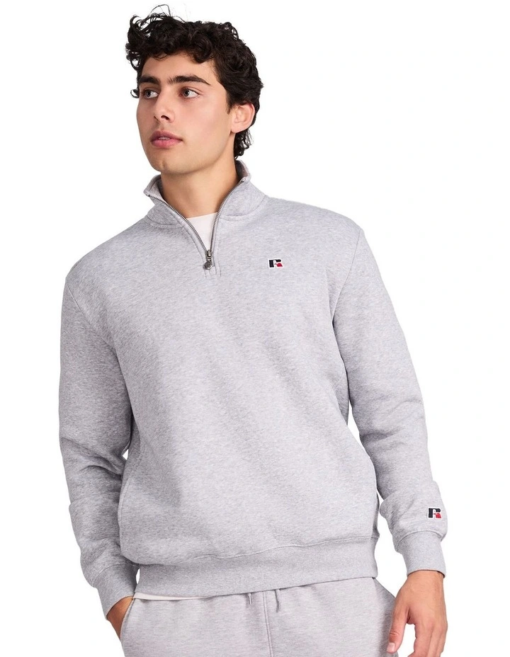 R Logo Men's Quarter Zip - Grey Marle image 1