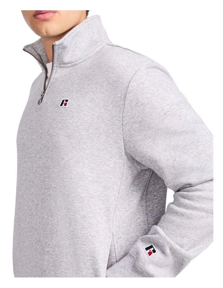R Logo Men's Quarter Zip - Grey Marle image 4