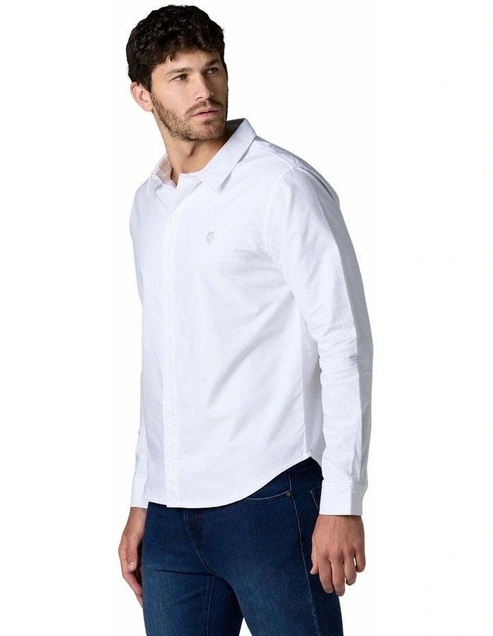 Long Sleeve Oxford Shirt White image 4