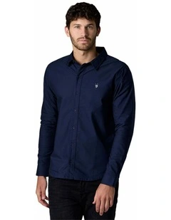 Long Sleeve Oxford Shirt in Navy