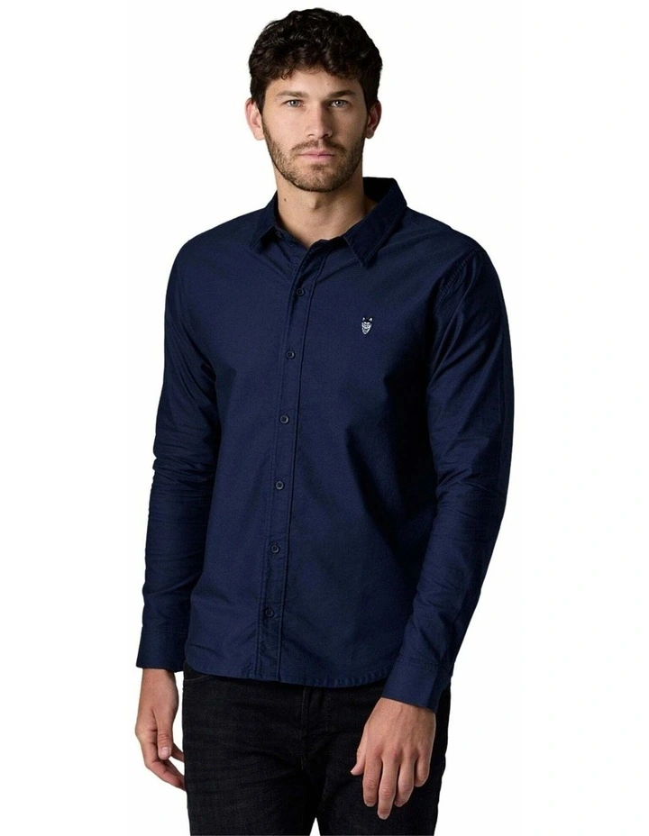 Long Sleeve Oxford Shirt in Navy image 1