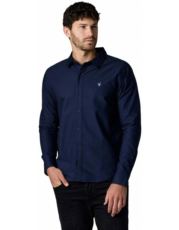 Long Sleeve Oxford Shirt in Navy image 4