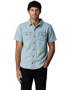 Short Sleeve Denim Shirt in Light Wash