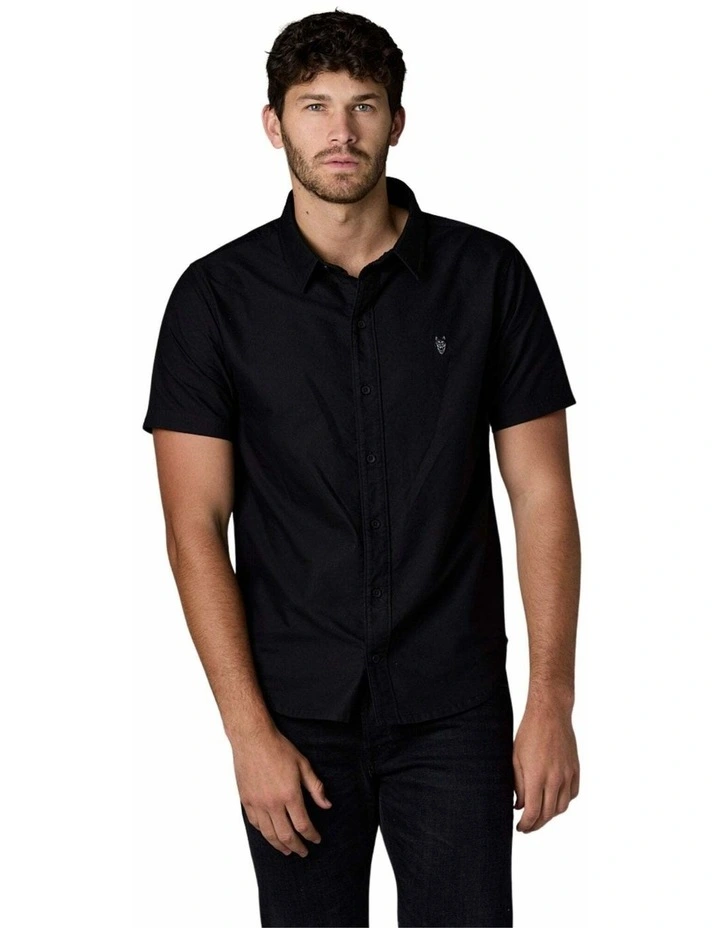 Short Sleeve Oxford Shirt in Black image 3