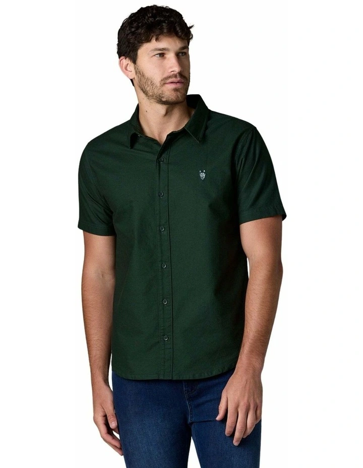 Short Sleeve Oxford Shirt in Green image 3