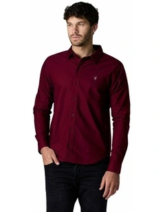 Long Sleeve Oxford Shirt Bordeaux
