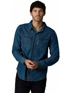 Long Sleeve Denim Shirt Dark Wash